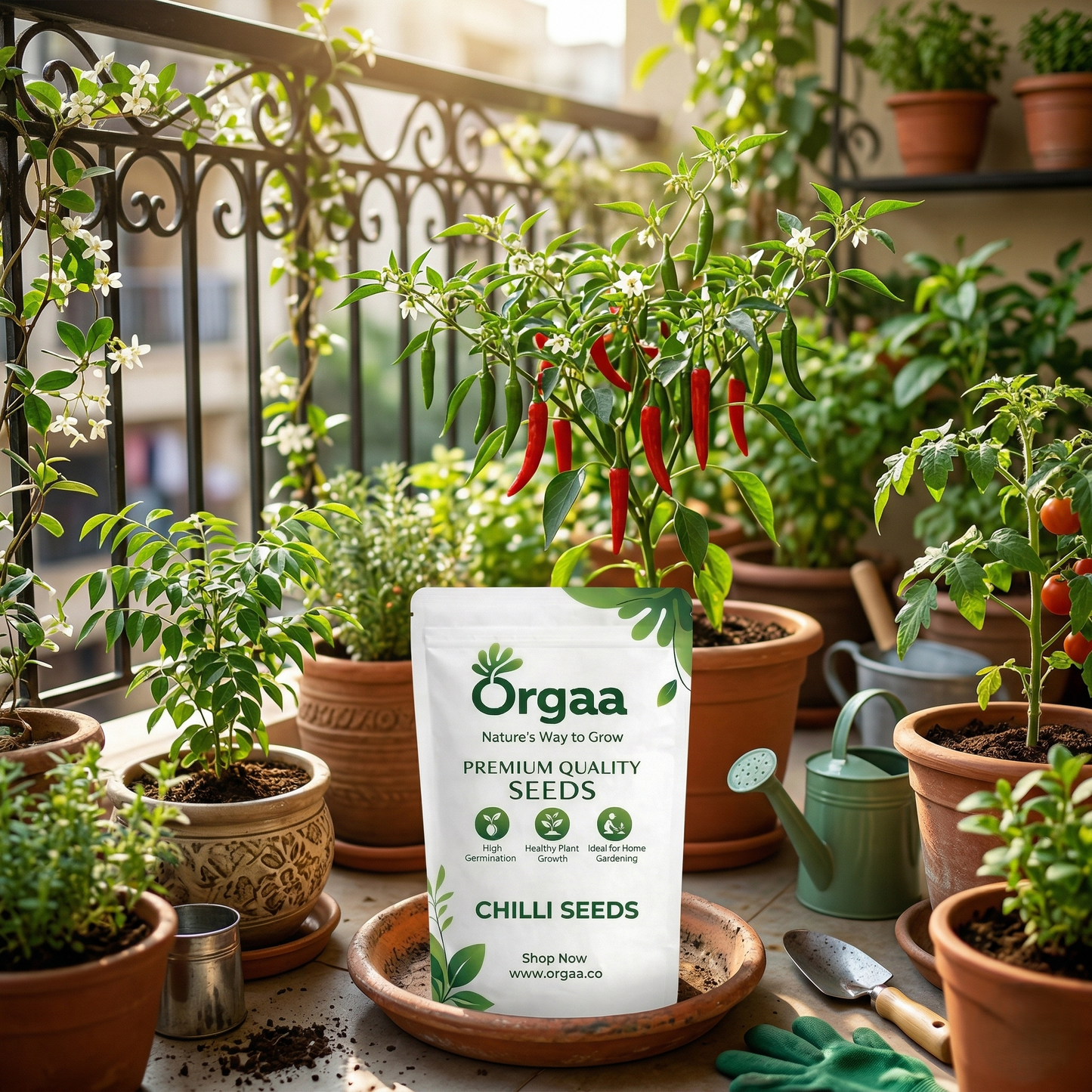 Orgaa Chilli Seeds (Hari Mirch) – High Yield Green Chilli Seeds for Home Gardening