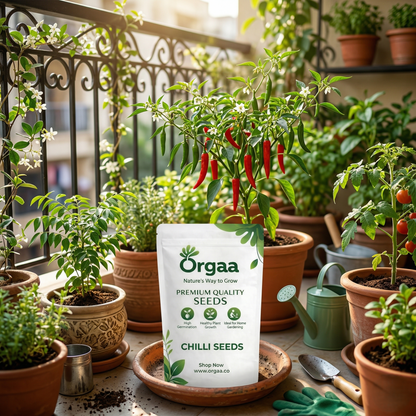 Orgaa Chilli Seeds (Hari Mirch) – High Yield Green Chilli Seeds for Home Gardening
