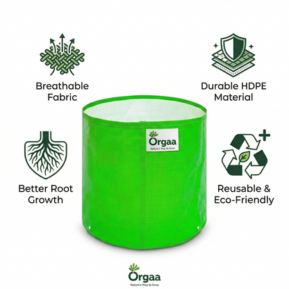 Orgaa HDPE Grow Bags 12x12 Inch (260 GSM) | Heavy Duty Plant Pots for Terrace Gardening