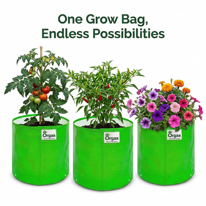 Orgaa HDPE Grow Bags 12x12 Inch (260 GSM) | Heavy Duty Plant Pots for Terrace Gardening