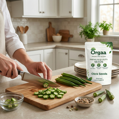 Orgaa Okra Seeds (Bhindi) – Fast Growing Lady Finger Seeds for Kitchen Gardening