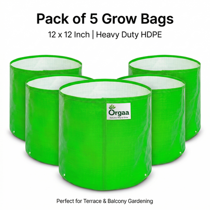 Orgaa HDPE Grow Bags 12x12 Inch (260 GSM) | Heavy Duty Plant Pots for Terrace Gardening
