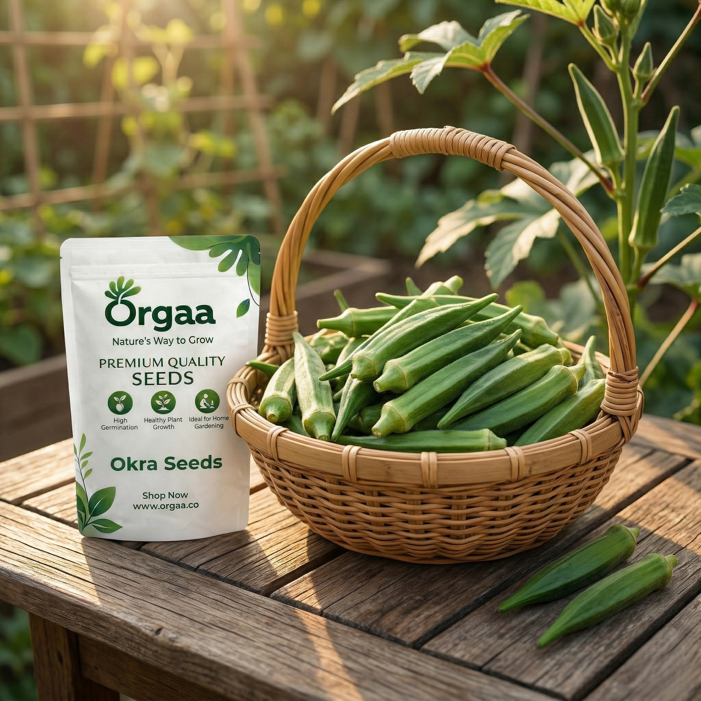 Orgaa Okra Seeds (Bhindi) – Fast Growing Lady Finger Seeds for Kitchen Gardening