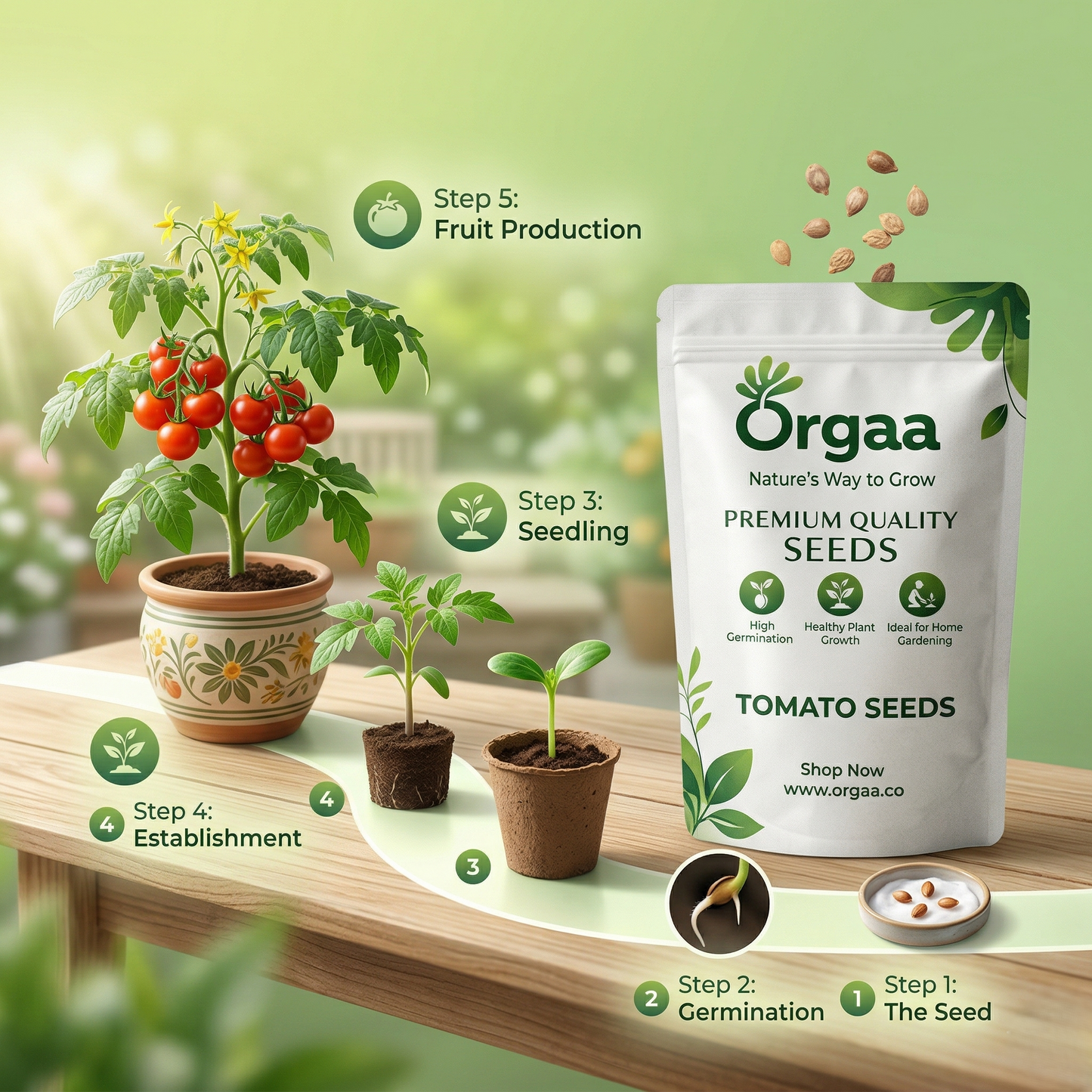 Orgaa Tomato Seeds (Tamatar) – High Yield Vegetable Seeds for Home & Kitchen Gardening