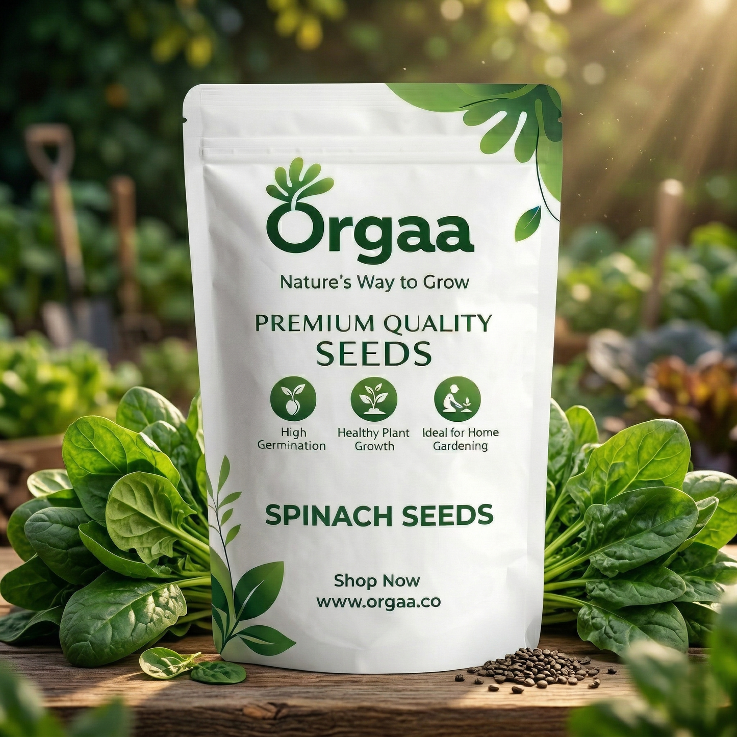 Orgaa Spinach Seeds (Palak) – Fast Growing Leafy Vegetable Seeds for Home Gardening